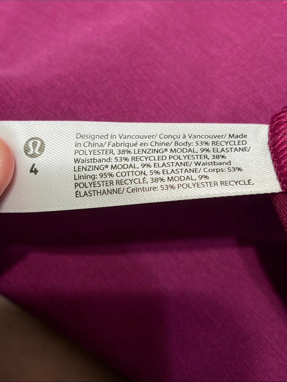 Lululemon Softstreme Gathered Cinched Cropped T-Shirt Magenta Purple Size 4 - Picture 5 of 5